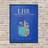 Thumbnail for London Heathrow Airport LHR - Canvas Framed - Blue