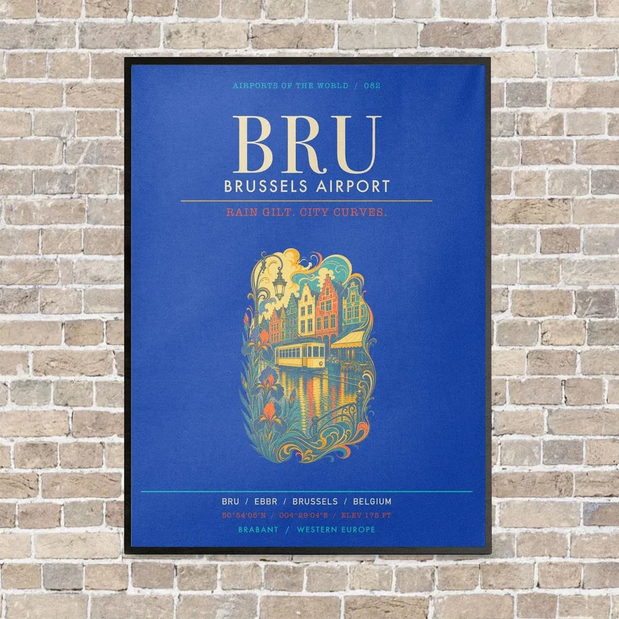 Brussels Airport BRU - Canvas Framed - Blue
