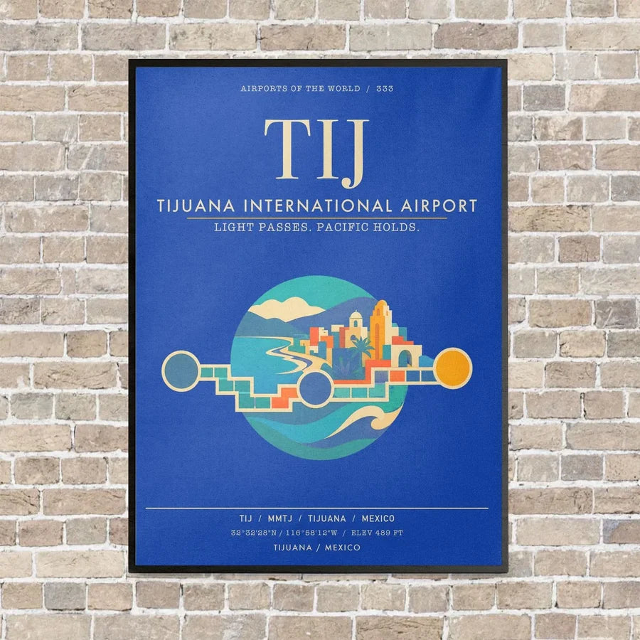 Tijuana International Airport TIJ - Canvas Framed - Blue