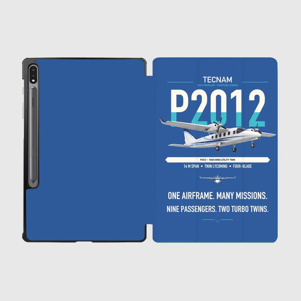 Tecnam P2012 Traveller design on blue samsung tablet tablet case