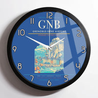 Thumbnail for Grenoble-Isère Airport (GNB) design on blue framed wall clock
