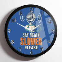 Thumbnail for Say Again Slower Please design on blue framed wall clock