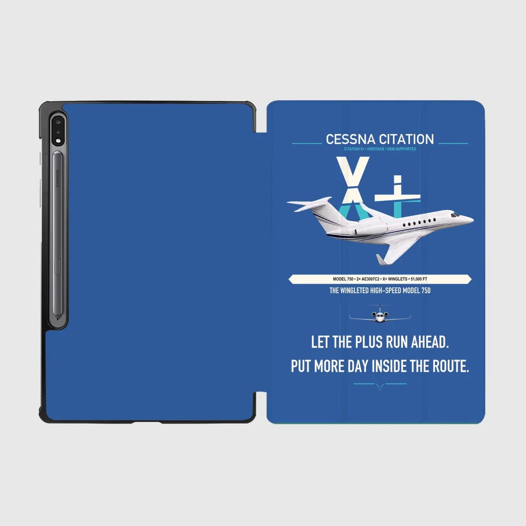 Cessna Citation X+ design on blue samsung tablet tablet case