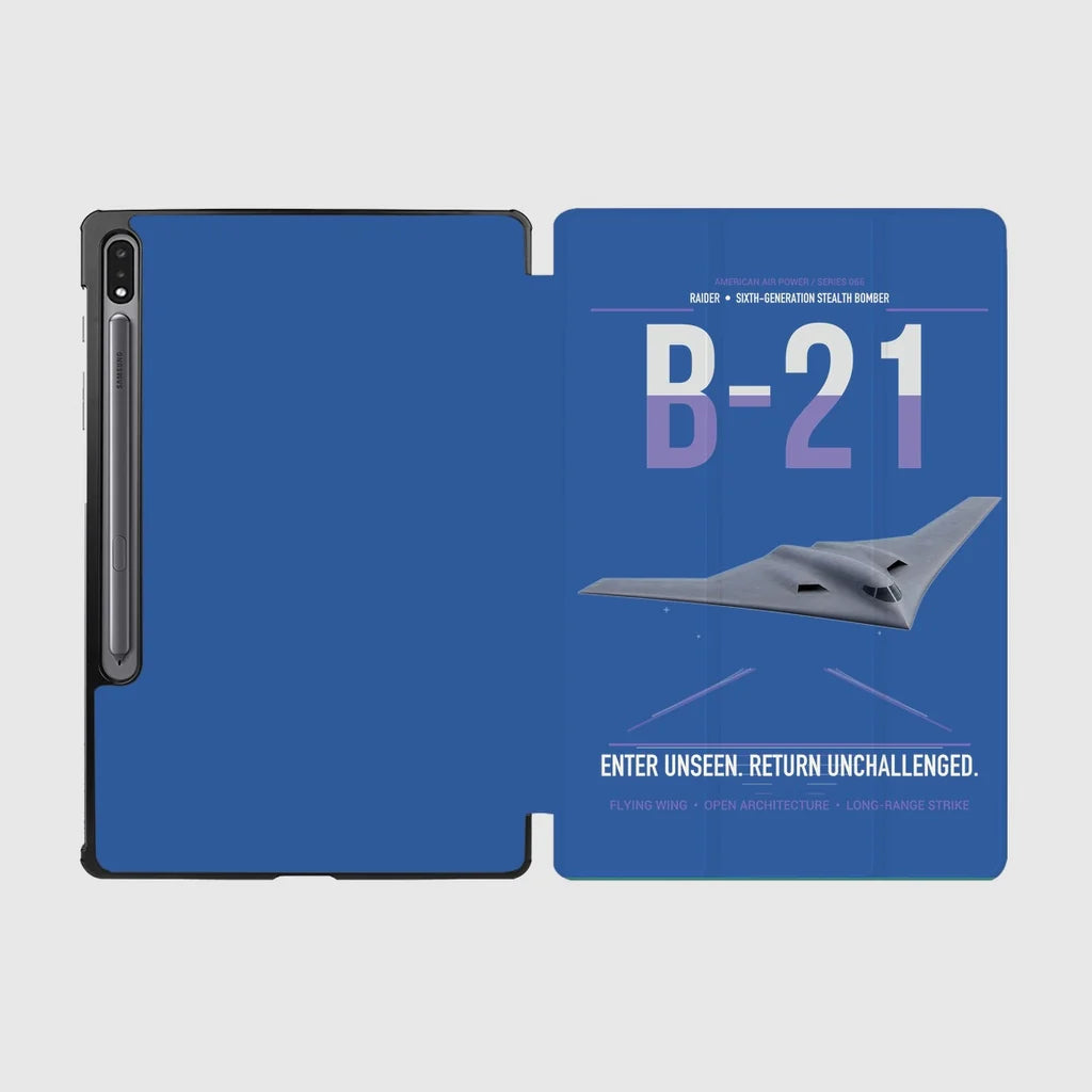 B-21 Raider design on blue samsung tablet tablet case