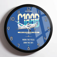 Thumbnail for Cessna A188B AgTruck design on blue framed wall clock