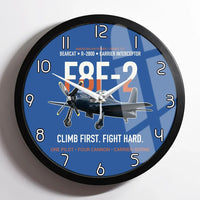 Thumbnail for F8F-2 Bearcat Climb First Fight Hard design on blue framed wall clock