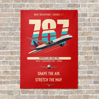 Thumbnail for Boeing 787-9 Dreamliner vertical canvas print - no frame - red background