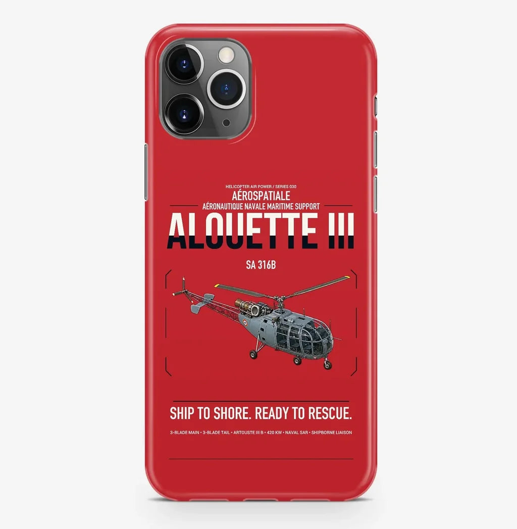 Aérospatiale SA 316B Alouette III design on red magsafe iphone case, for iPhone Pro Max