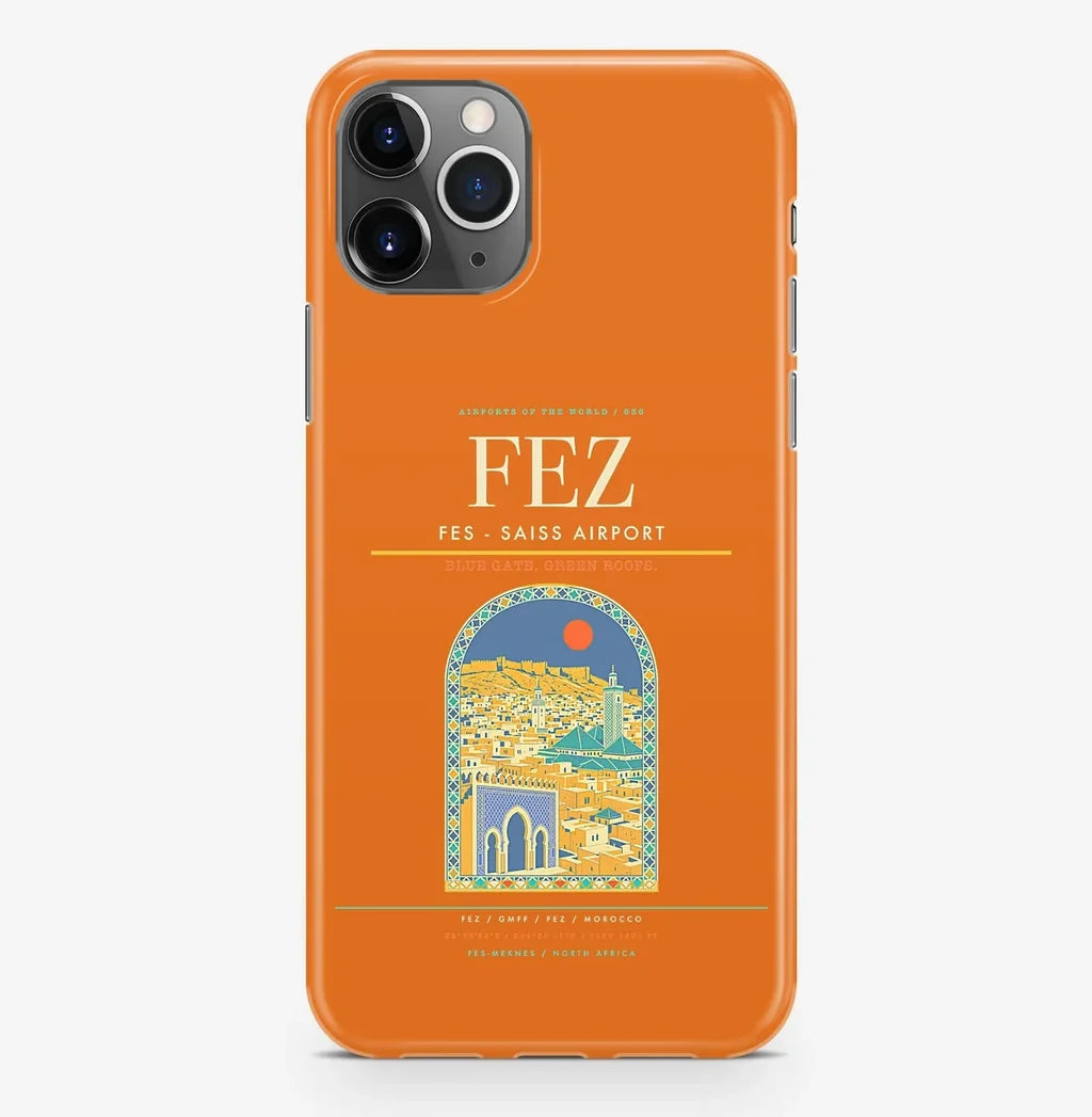 Fez Airport (FEZ) design on orange iPhone 16 Pro MagSafe case