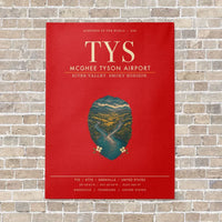 Thumbnail for McGhee Tyson Airport Knoxville TYS vertical canvas print - no frame - red background