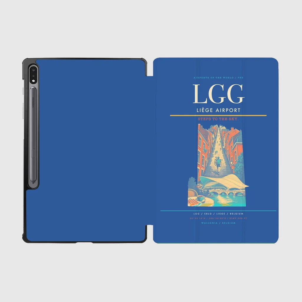 Liège Airport (LGG) design on blue samsung tablet tablet case