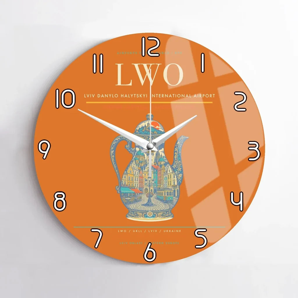 Lviv Danylo Halytskyi International Airport LWO Wall-Clock No-Frame - Orange