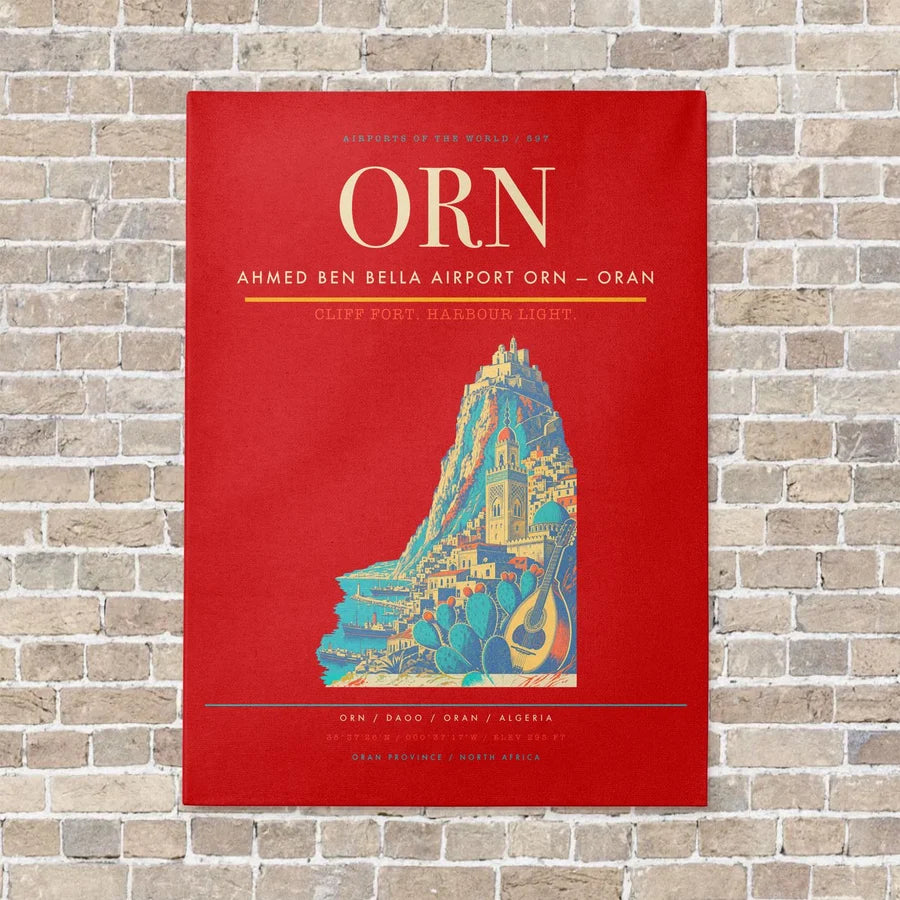 Ahmed Ben Bella Airport ORN — Oran vertical canvas print - no frame - red background