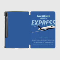 Thumbnail for Bombardier Global Express design on blue samsung tablet tablet case