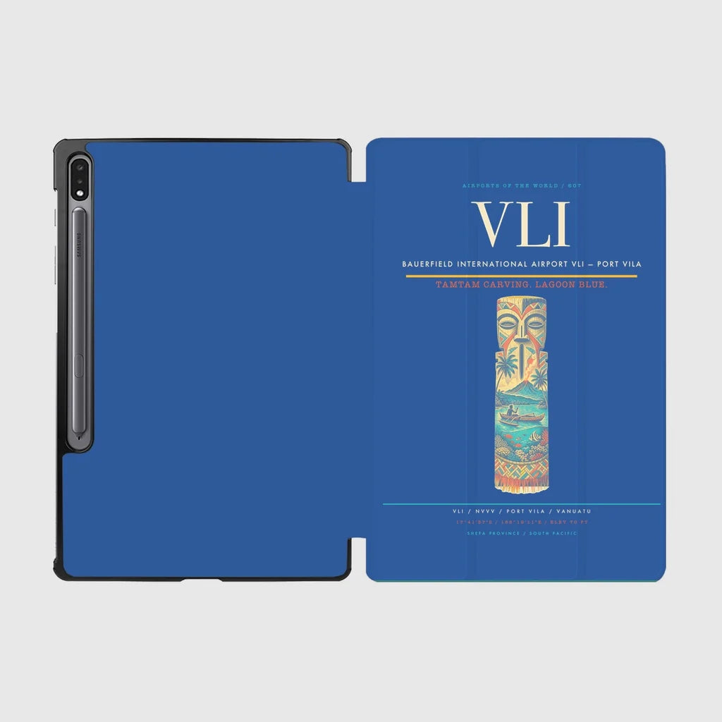 Bauerfield International Airport (VLI) design on blue samsung tablet tablet case