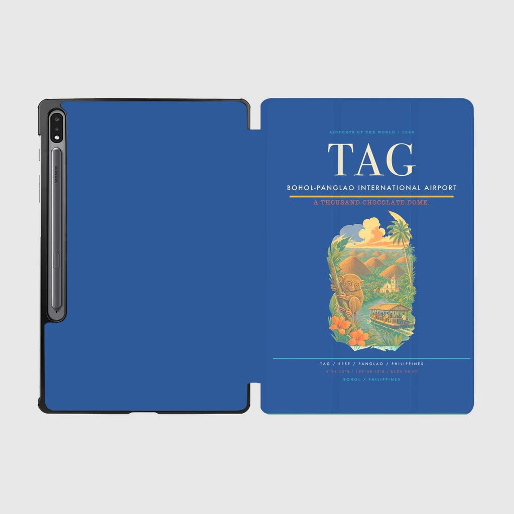 Bohol-Panglao International Airport (TAG) design on blue samsung tablet tablet case