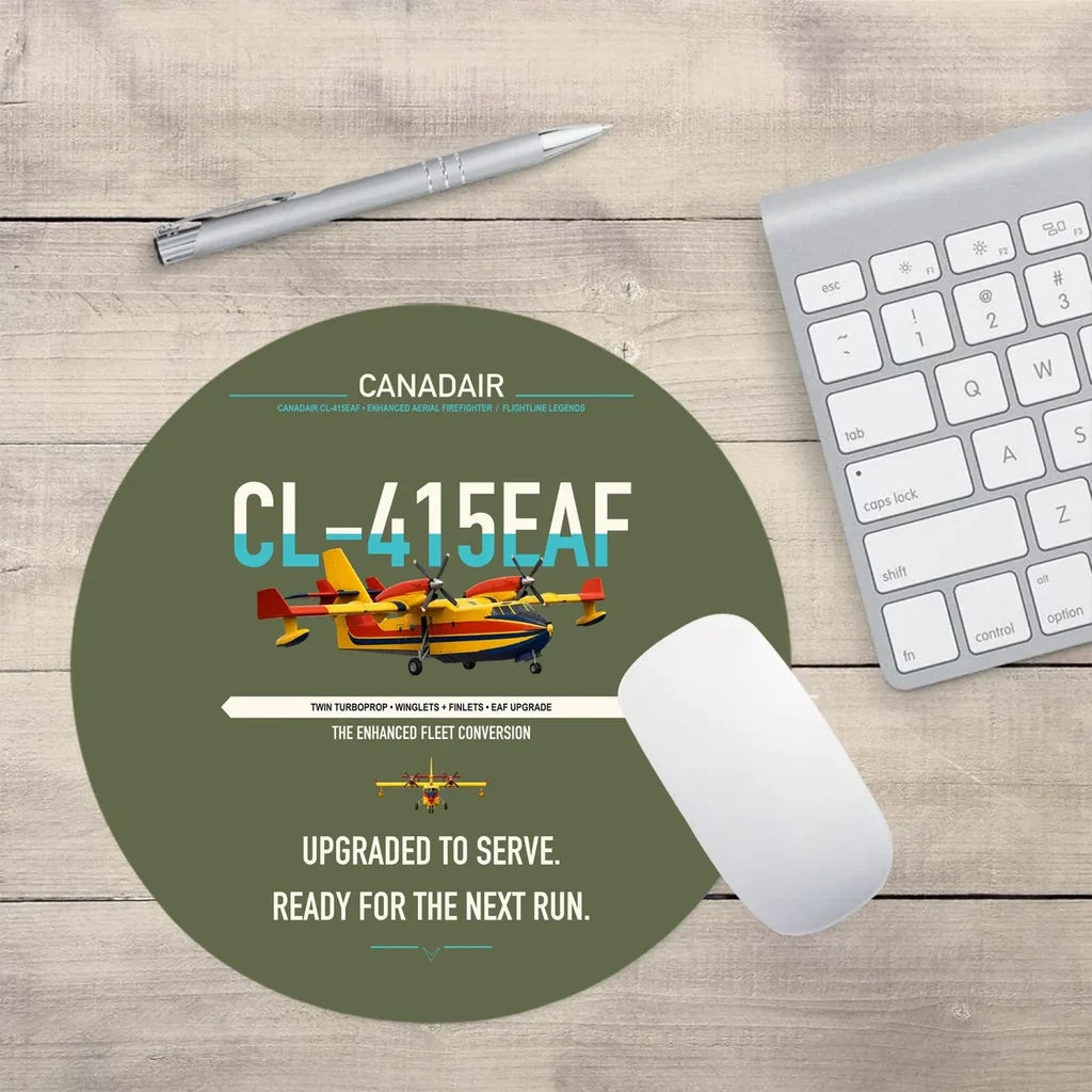 Canadair CL-415EAF design on green army round mouse pad
