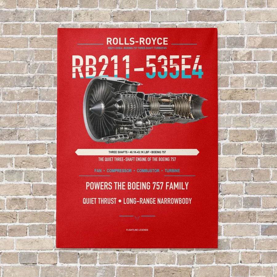 RB211-535E4 vertical canvas print - no frame - red background