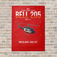 Thumbnail for Bell 205A-1++ vertical canvas print - no frame - red background