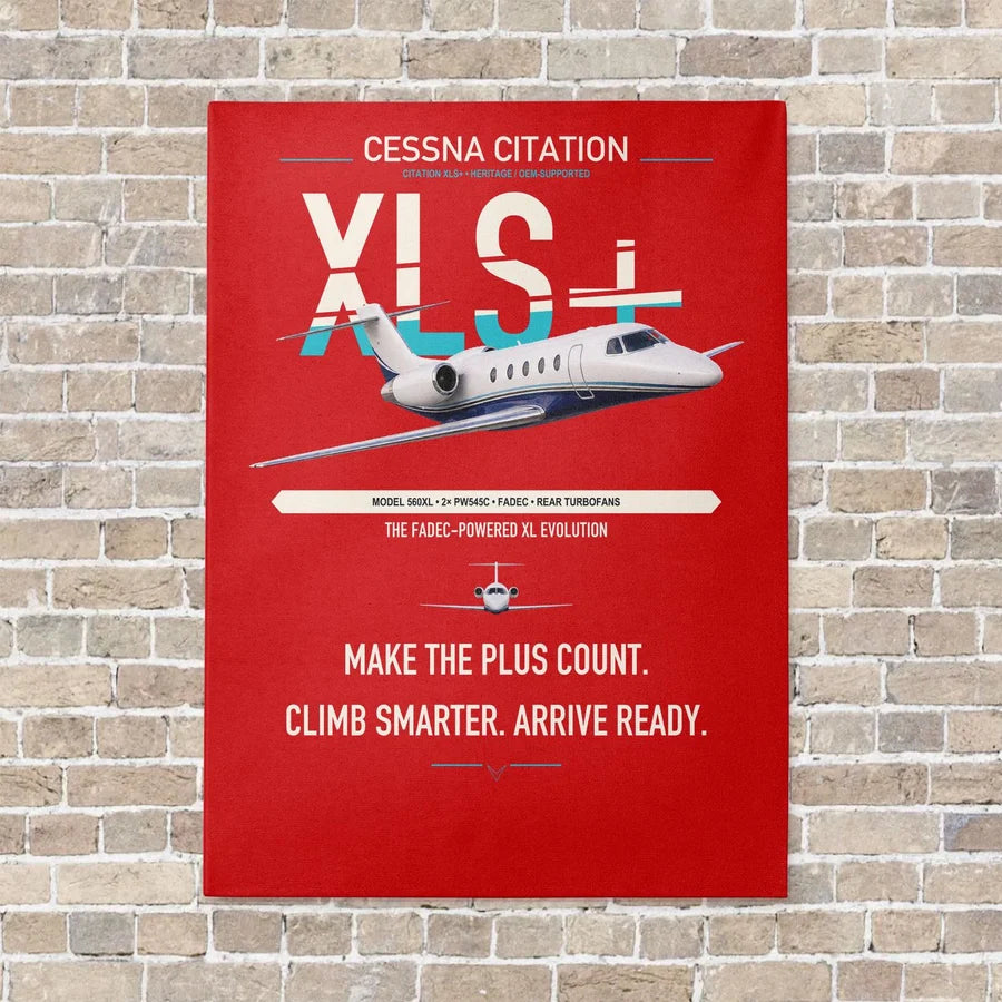 Cessna Citation XLSPlus vertical canvas print - no frame - red background