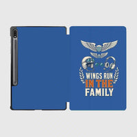 Thumbnail for Wings Run In The Family design on blue samsung tablet tablet case
