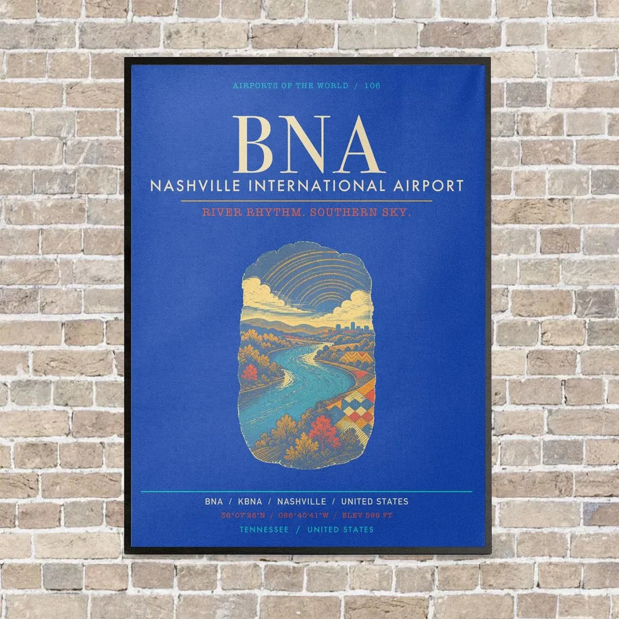Nashville International Airport BNA - Canvas Framed - Blue