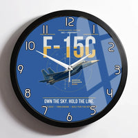 Thumbnail for F-15C Eagle design on blue framed wall clock
