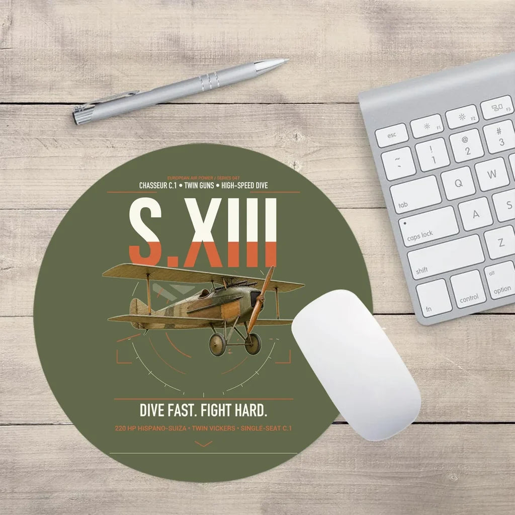 SPAD S.XIII C.1 design on green army round mouse pad