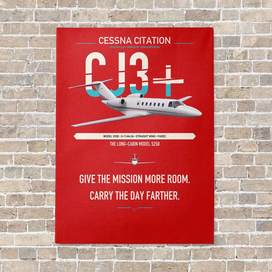 Cessna Citation CJ3+ vertical canvas print - no frame - red background
