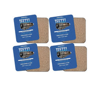 Thumbnail for TFE731 design on blue 4 pieces set coaster