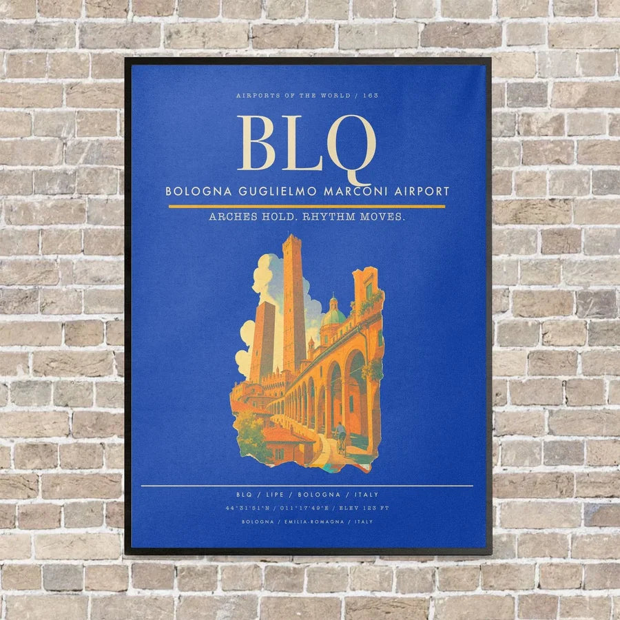 Bologna Guglielmo Marconi Airport BLQ - Canvas Framed - Blue