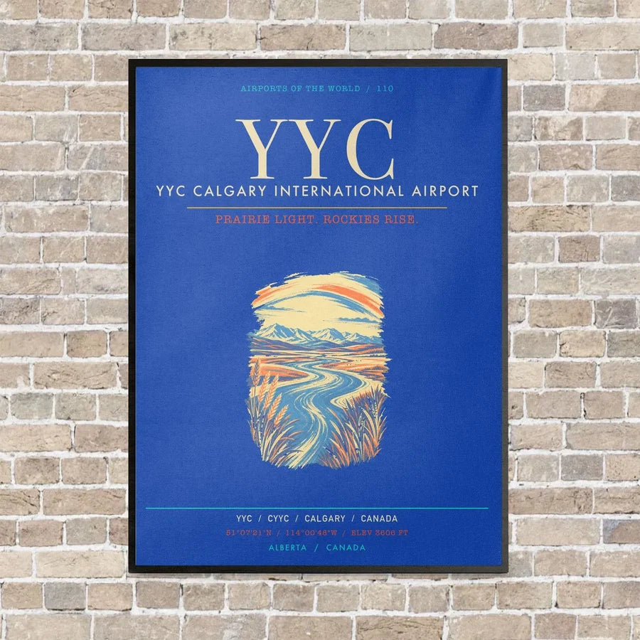 YYC Calgary International Airport - Canvas Framed - Blue