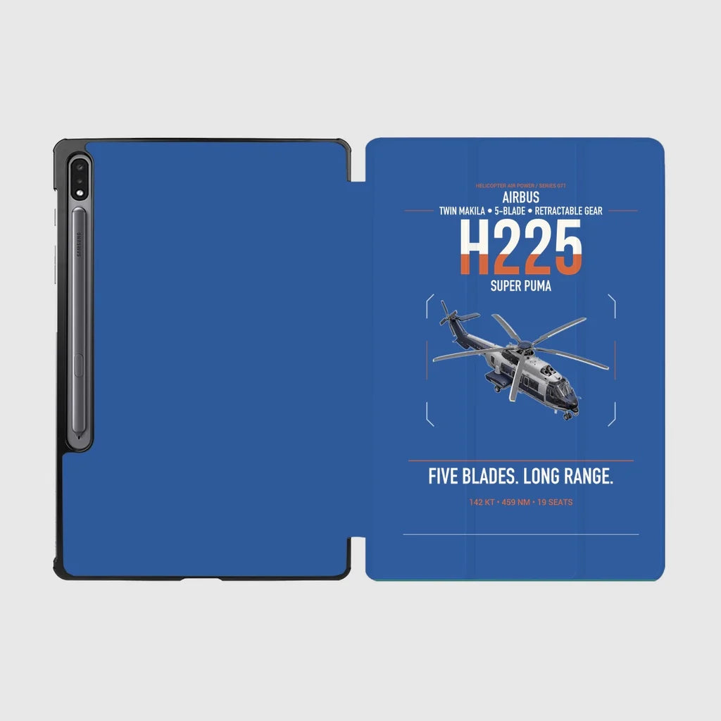 Airbus H225 design on blue samsung tablet tablet case