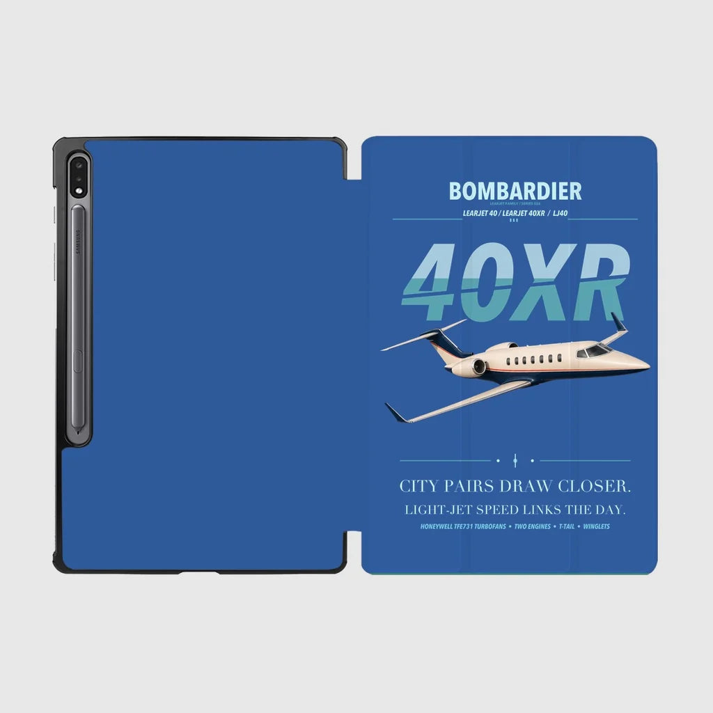 Bombardier Learjet 40XR design on blue samsung tablet tablet case