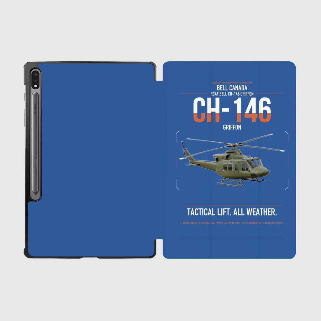 Bell Canada CH-146 Griffon design on blue samsung tablet tablet case