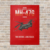 Thumbnail for Boeing MH-47G Chinook vertical canvas print - no frame - red background