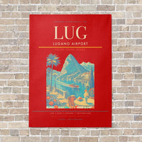 Thumbnail for Lugano Airport LUG vertical canvas print - no frame - red background