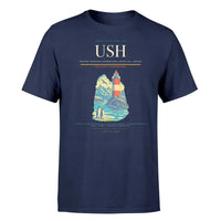 Thumbnail for Malvinas Argentinas International Airport (USH) T-Shirt single-side front print in Navy Blue | malvinas-argentinas-international-airport-ush-double-side-t-shirt