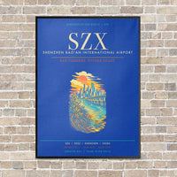 Thumbnail for Shenzhen Bao'an International Airport SZX - Canvas Framed - Blue