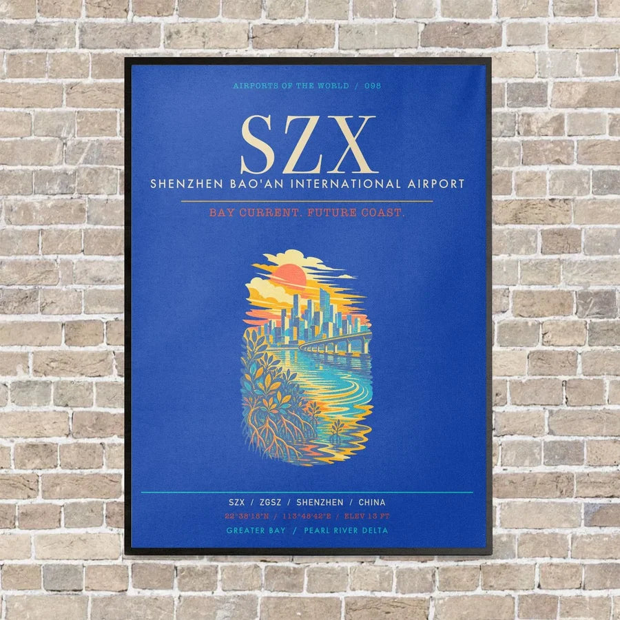 Shenzhen Bao'an International Airport SZX - Canvas Framed - Blue