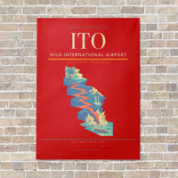 Thumbnail for Hilo International Airport ITO vertical canvas print - no frame - red background
