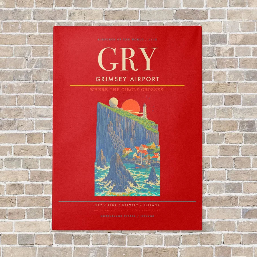Grimsey Airport GRY - Canvas No Frame - Red