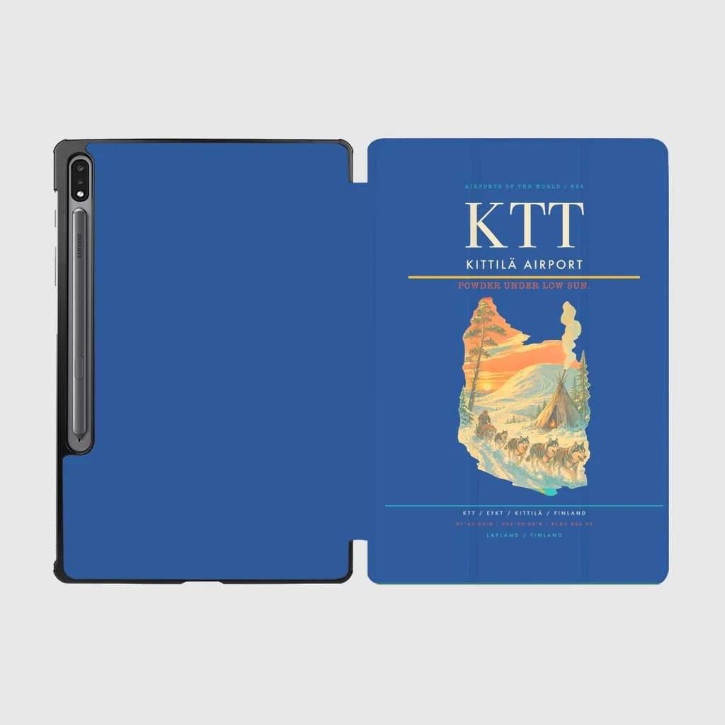 Kittilä Airport (KTT) design on blue samsung tablet tablet case