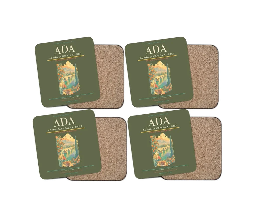 Adana Sakirpasa Airport ADA Coaster 4-Pieces-Set - Green Army