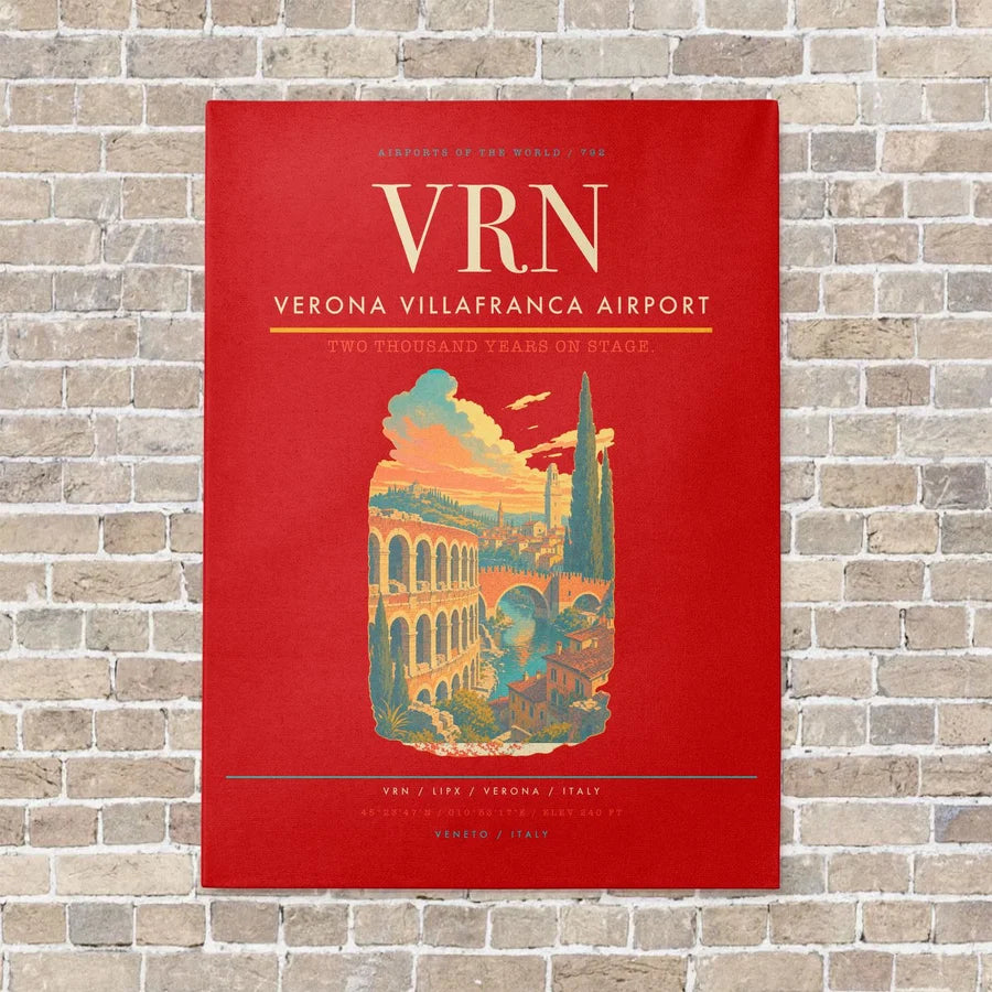 Verona Villafranca Airport VRN vertical canvas print - no frame - red background