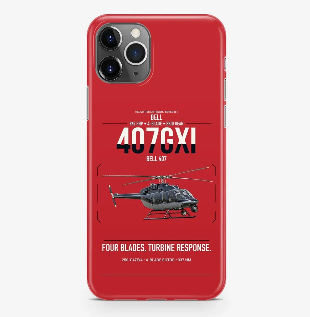 Bell 407GXi design on red magsafe iphone case, for iPhone Pro Max