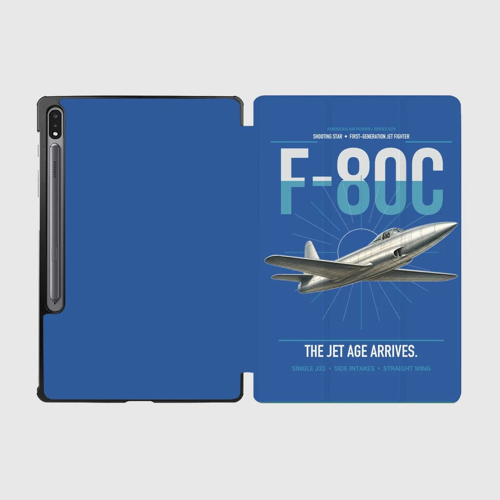 F-80C Shooting Star design on blue samsung tablet tablet case