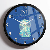 Thumbnail for Juneau International Airport (JNU) design on blue framed wall clock