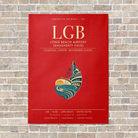 Thumbnail for Long Beach Airport (Daugherty Field) LGB vertical canvas print - no frame - red background