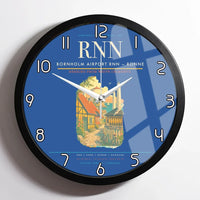 Thumbnail for Bornholm Airport (RNN) design on blue framed wall clock